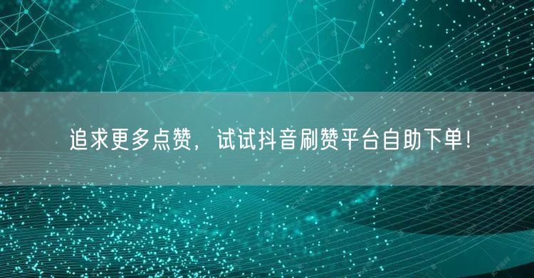 追求更多点赞,试试抖音刷赞平台自助下单!