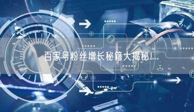 百家号粉丝增长秘籍大揭秘！