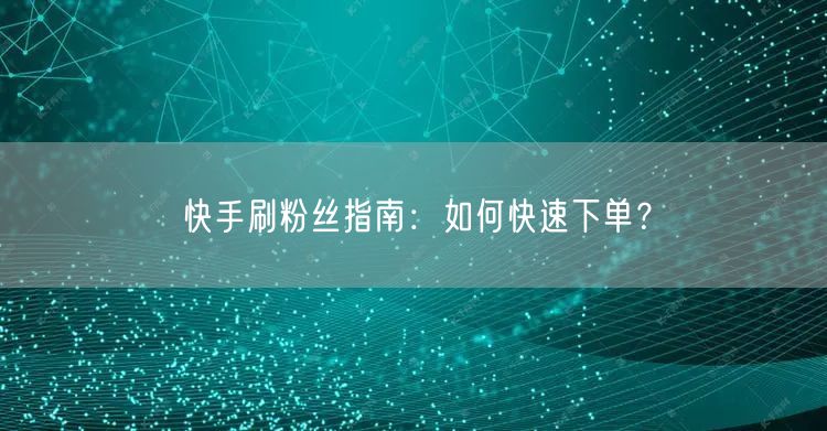 快手刷粉丝指南：如何快速下单？