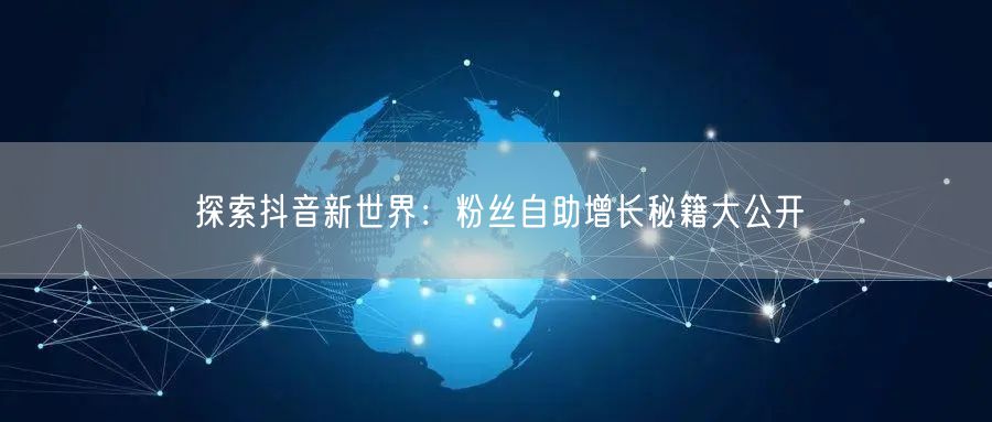 探索抖音新世界：粉丝自助增长秘籍大公开