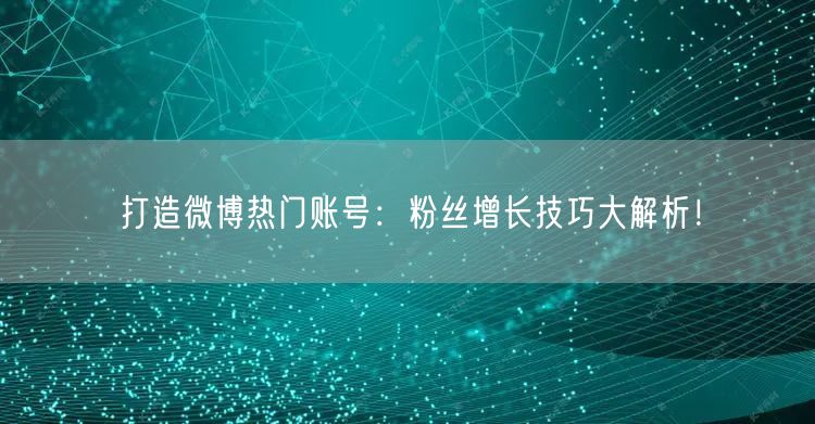 打造微博热门账号:粉丝增长技巧大解析!