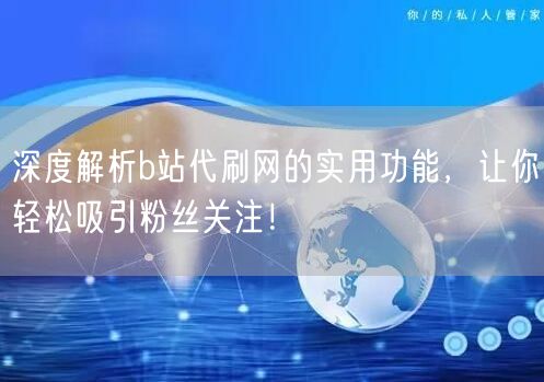 深度解析b站代刷网的实用功能，让你轻松吸引粉丝关注！