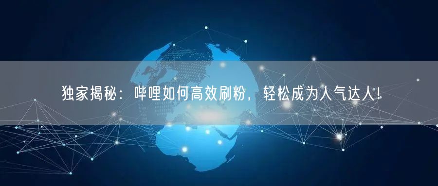独家揭秘：哔哩如何高效刷粉，轻松成为人气达人！