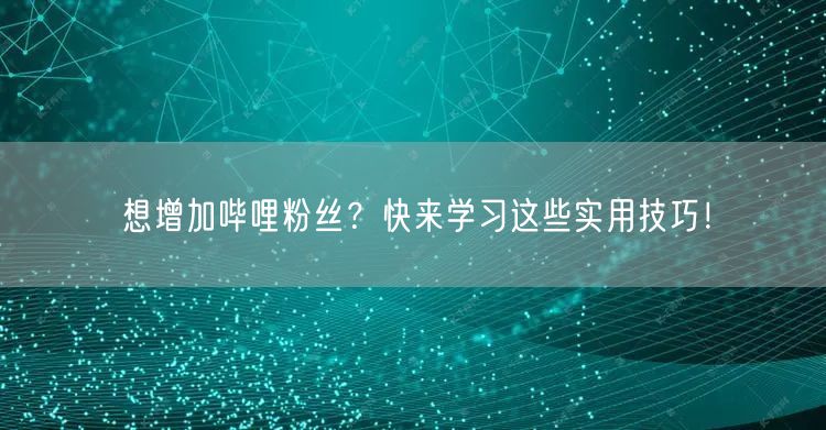 想增加哔哩粉丝？快来学习这些实用技巧！