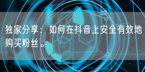 独家分享：如何在抖音上安全有效地购买粉丝。